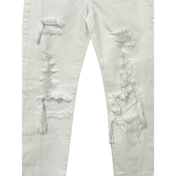 Frame NWOT Le Jane Crop Jeans Rumpled Blanc White Destruct Size 24 - Picture 2 of 10